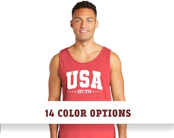 Comfort Colors USA Established 1776 Tank Top T-Shirt, Comfort Colors USA Shirt, Patriotic T-Shirt, USA Flag T-Shirt, Custom T-Shirt