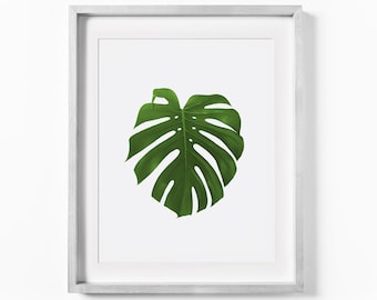 Monstera Leaf Print, Monstera Wall Art, Monstera Print, Tropical Leaf Print, Monstera Leaf Art, Monstera Printable, Tropical Leaf Print
