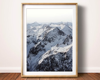Mountain Print, Winter Print, Snowy Mountain Print, Snow Print Wall Art Printable, Christmas Print, Nature Print, Winter Home Decor Print