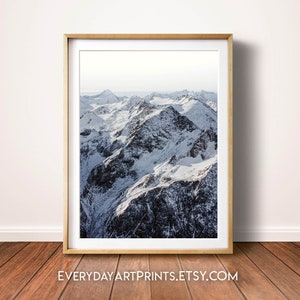 Mountain Print, Winter Print, Snowy Mountain Print, Snow Print Wall Art Printable, Christmas Print, Nature Print, Winter Home Decor Print