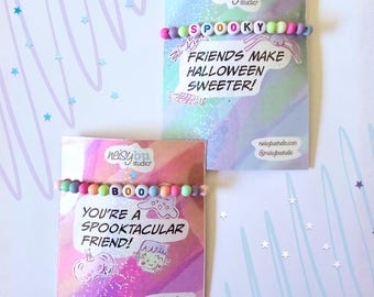 Halloween Friendship Bracelet for Kids with Gift Card, Spooktacular or  Sweet Design