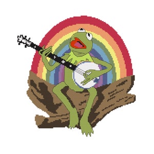 Kermit Rainbow cross-stitch pattern