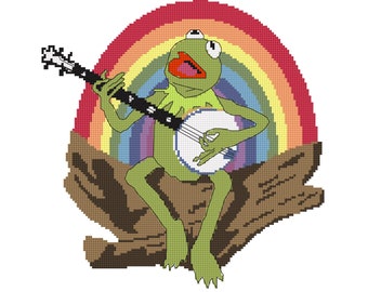 Kermit Rainbow cross-stitch pattern