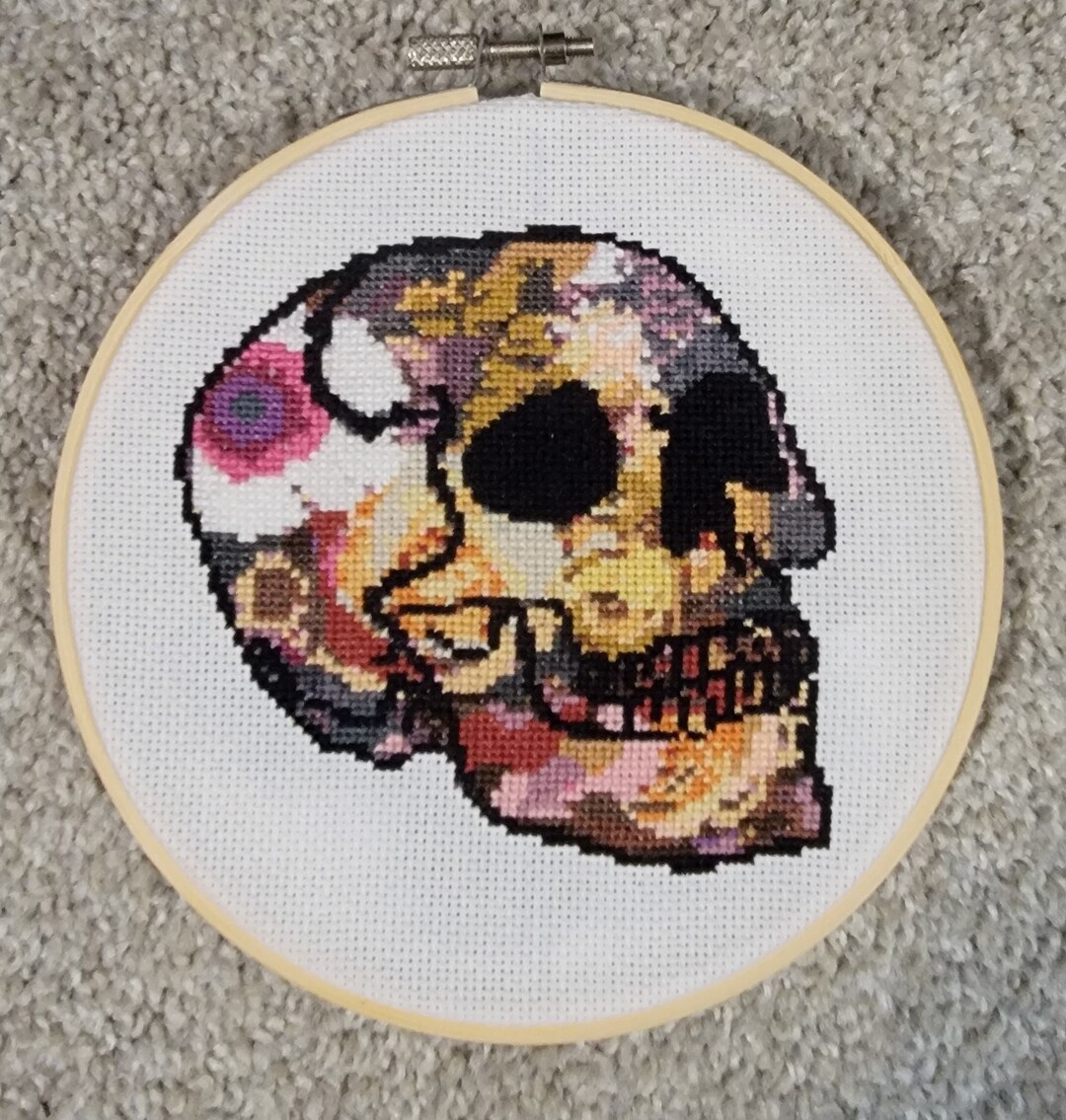 Floral Skull Cross Stitch Pattern - Etsy