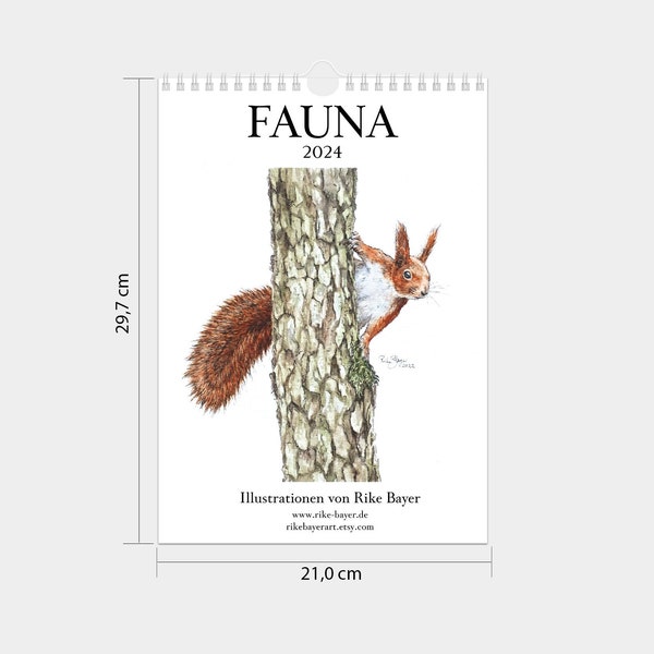 Tierkalender 2024 Wandkalender Tiere Kalender Illustrationen Fauna