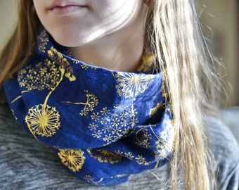 Scarf, infinity scarf, double gauze scarf, navy blue scarf