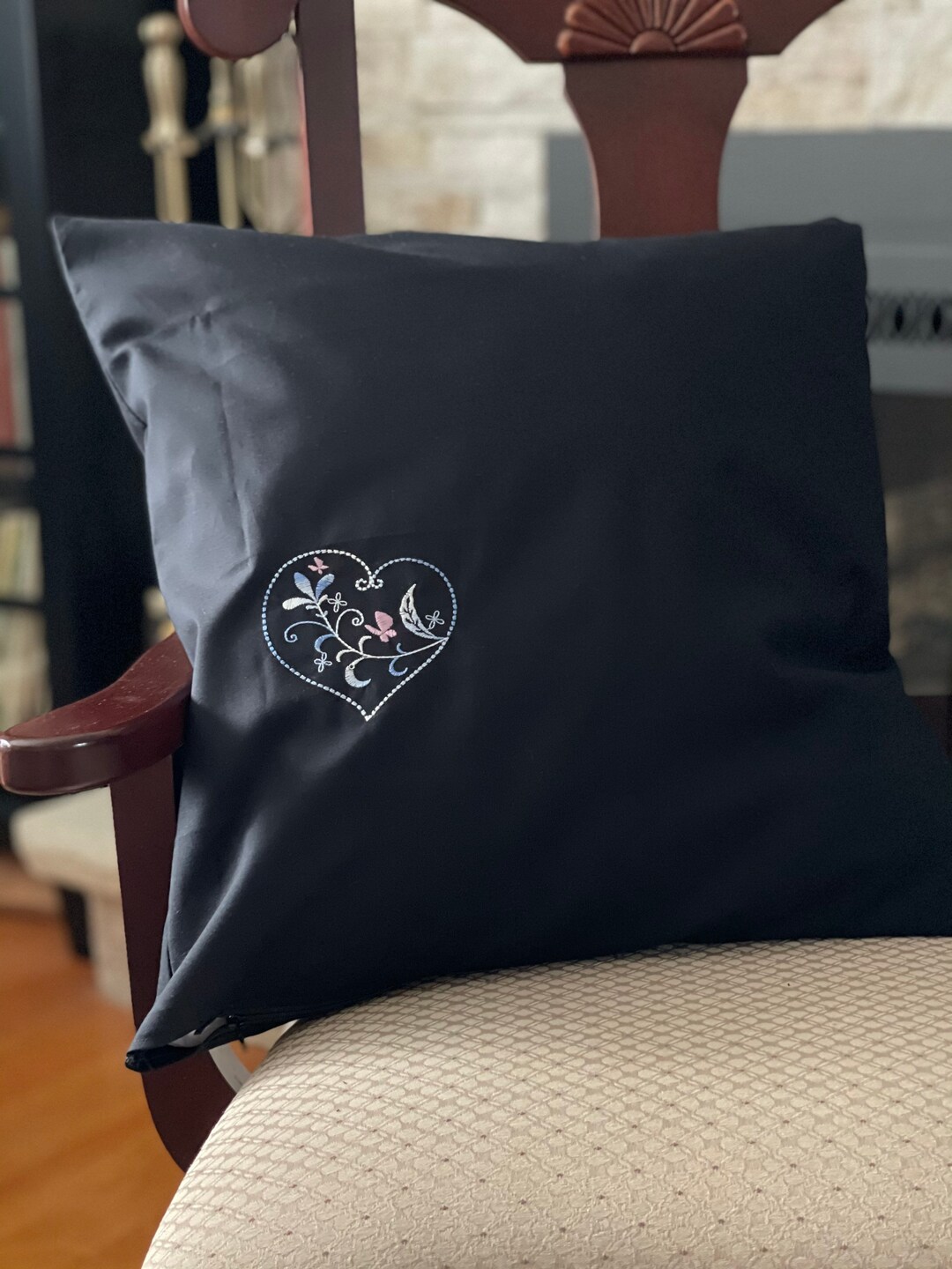 Decorative Pillow Case Embroidered Heart Pillow Cover Etsy