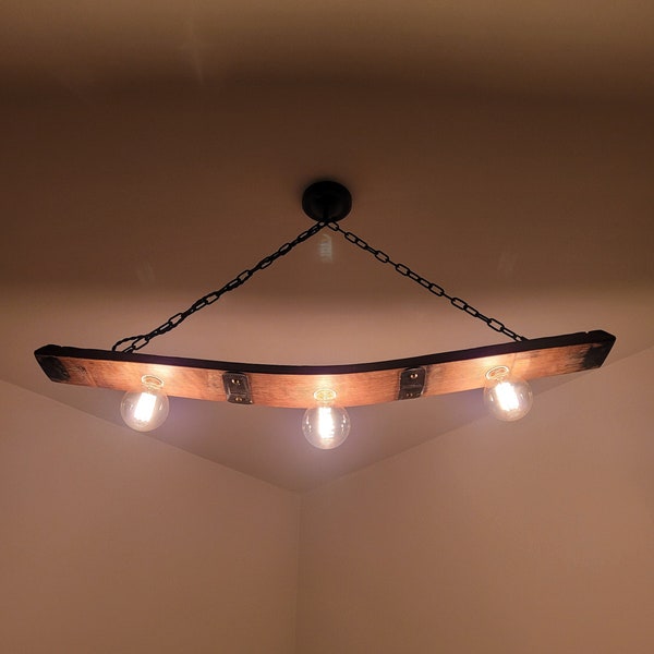 110cm! Long Whisky Barrel Light ~ Bourbon Light ~ Hanging Light ~ Rustic Chandelier Light Fixture ~ Pendant Light ~ Barrel Stave Light