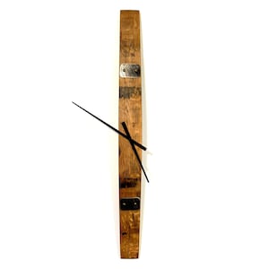 Handcrafted White Oak Wall Clock from Reclaimed Scotch Whisky Barrel Stave - Unique Timepiece