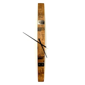 Wall Clock made from white oak taken from a reclaimed Scotch whisky barrel.