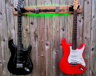 Soporte de pared para guitarra con forma de barril de whisky y LED - Soportes cuadrados de metal