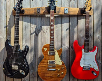 Perchero de pared con diseño rústico de barril de whisky para guitarra, soporte cuadrado de metal para músicos, regalo para exhibir guitarras eléctricas y acústicas.