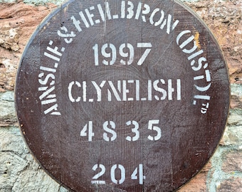 Clynelish 1997 Whisky Barrel Head: Letrero de bar de whisky escocés, barril 4835