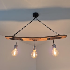 Whisky Barrel Light ~ BENROMACH 1977 ~ Pendant Light ~ Scotch Barrel Lighting ~ Hanging Light ~ Barrel Stave Light ~Whiskey ~ Rustic
