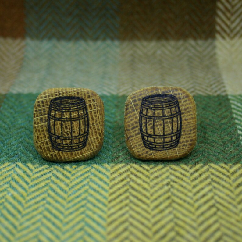 Personalized Handcrafted Cufflinks made from White Oak Whisky Barrel Father/'s Day