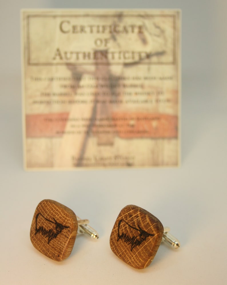 Personalized Handcrafted Cufflinks made from White Oak Whisky Barrel Father/'s Day