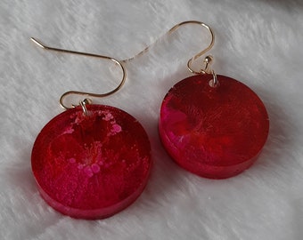 Round Statement Earrings, Resin Jewelery, Resin Earrings, Dangle Earrings