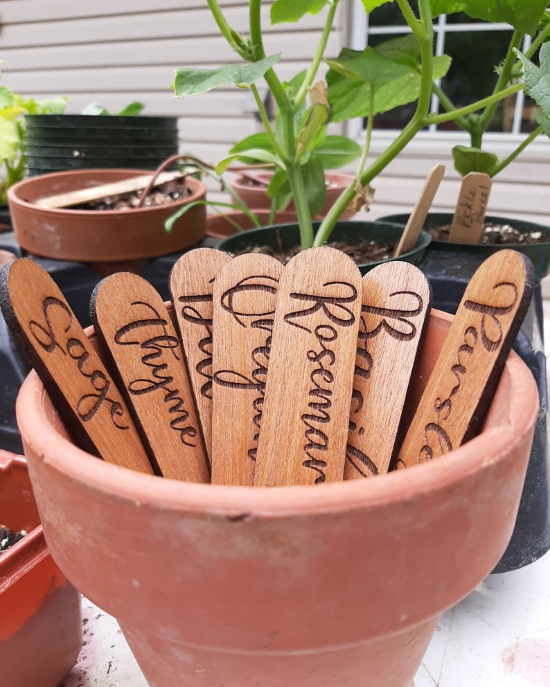 Wooden Garden Stakes Herb Garden Stakes Garden Markers