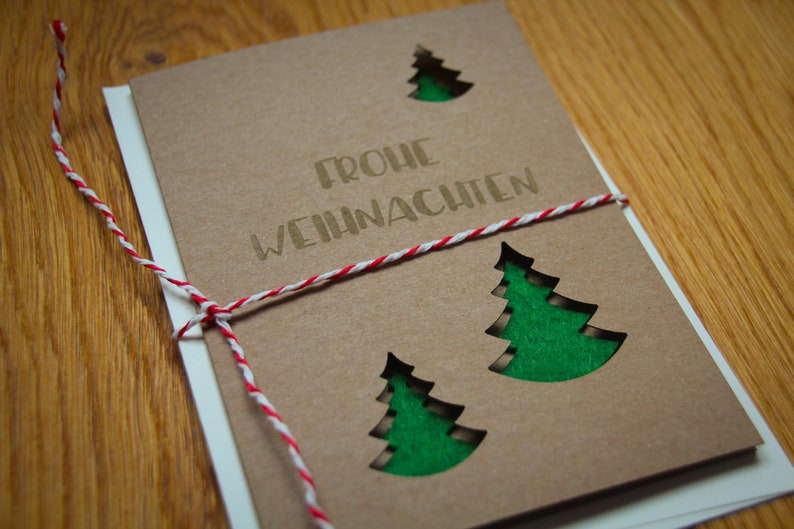 Weihnachtskarte aus Kraftpapier mit Filz Oh Tannenbaum image 1