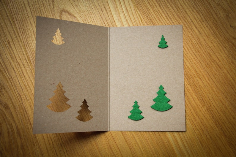 Weihnachtskarte aus Kraftpapier mit Filz Oh Tannenbaum image 5