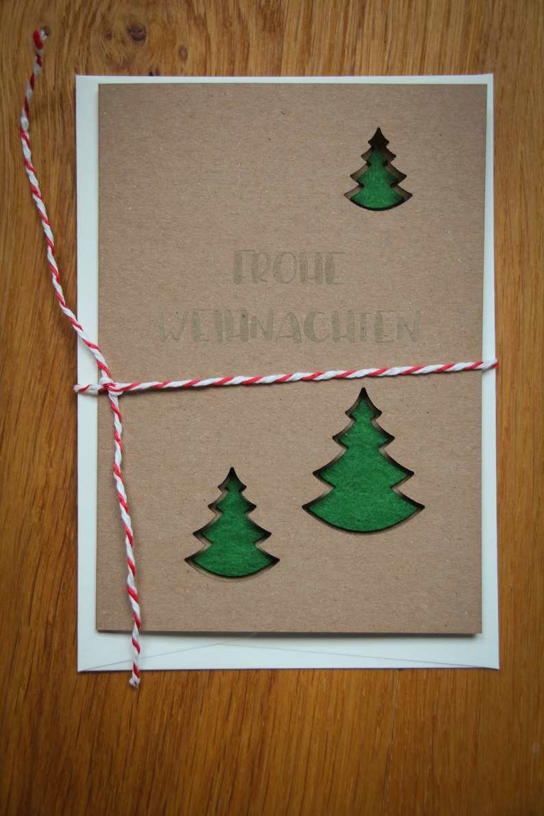 Weihnachtskarte aus Kraftpapier mit Filz Oh Tannenbaum image 2