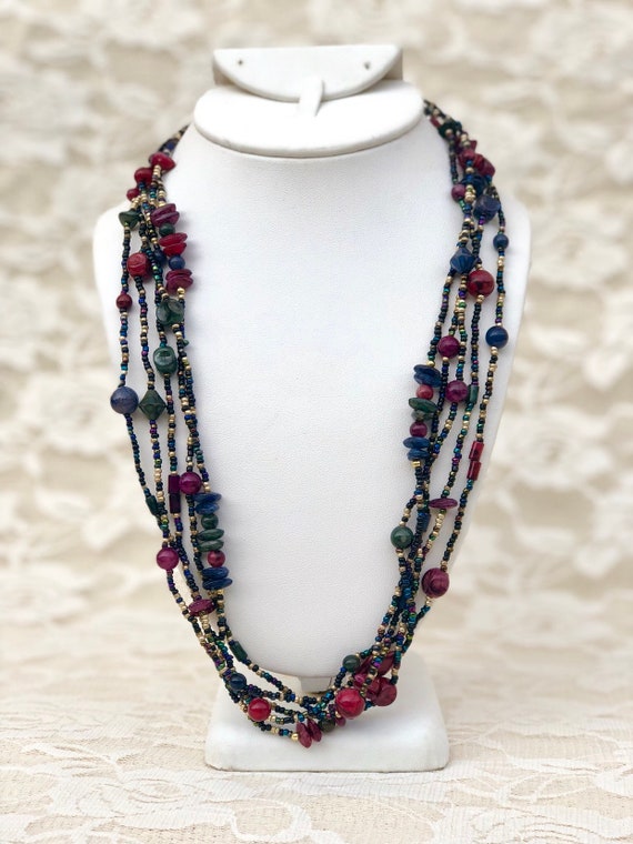 Bohemian Necklace - Multilayer - Gemstone - Bead N