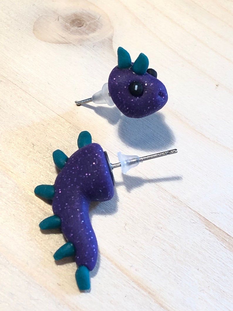 Handmade Polymer Clay Dinosaur Earrings / Studs Etsy