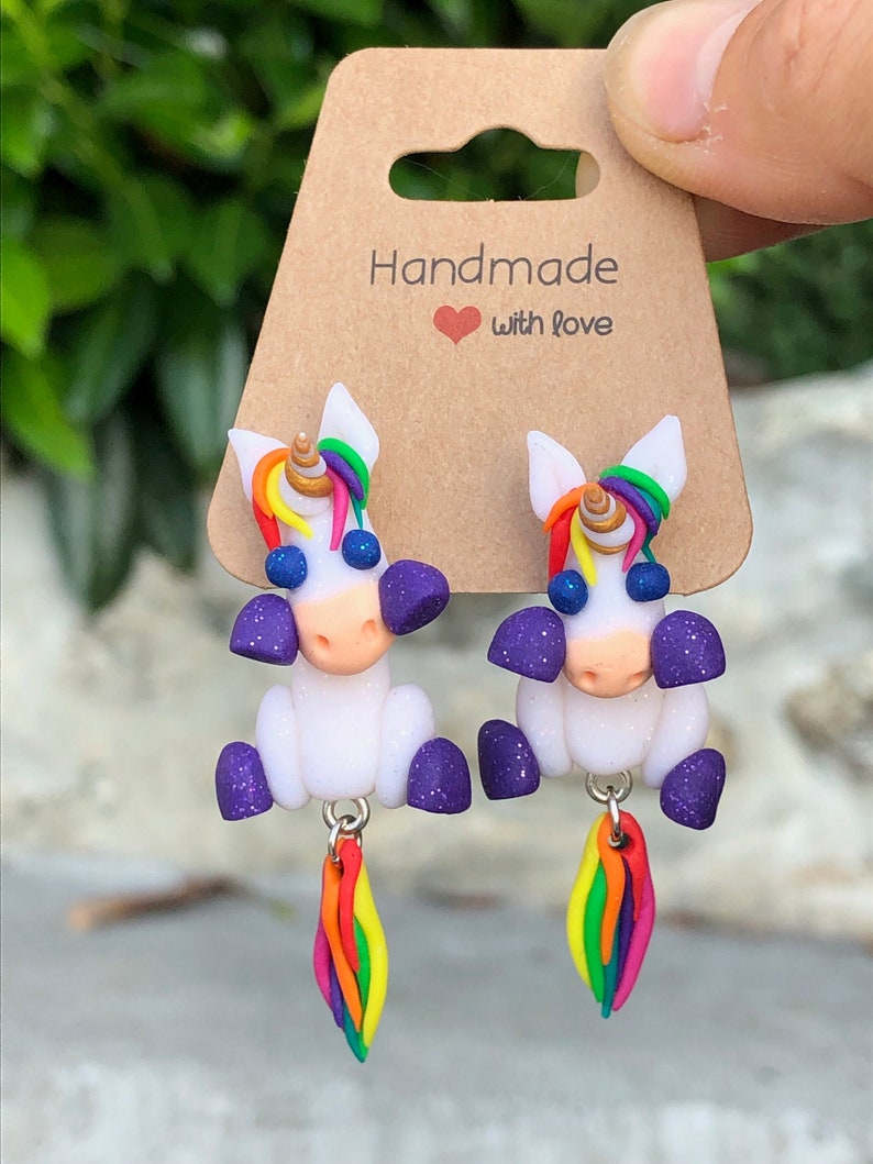 Handmade Polymer Clay Unicorn Earrings Etsy