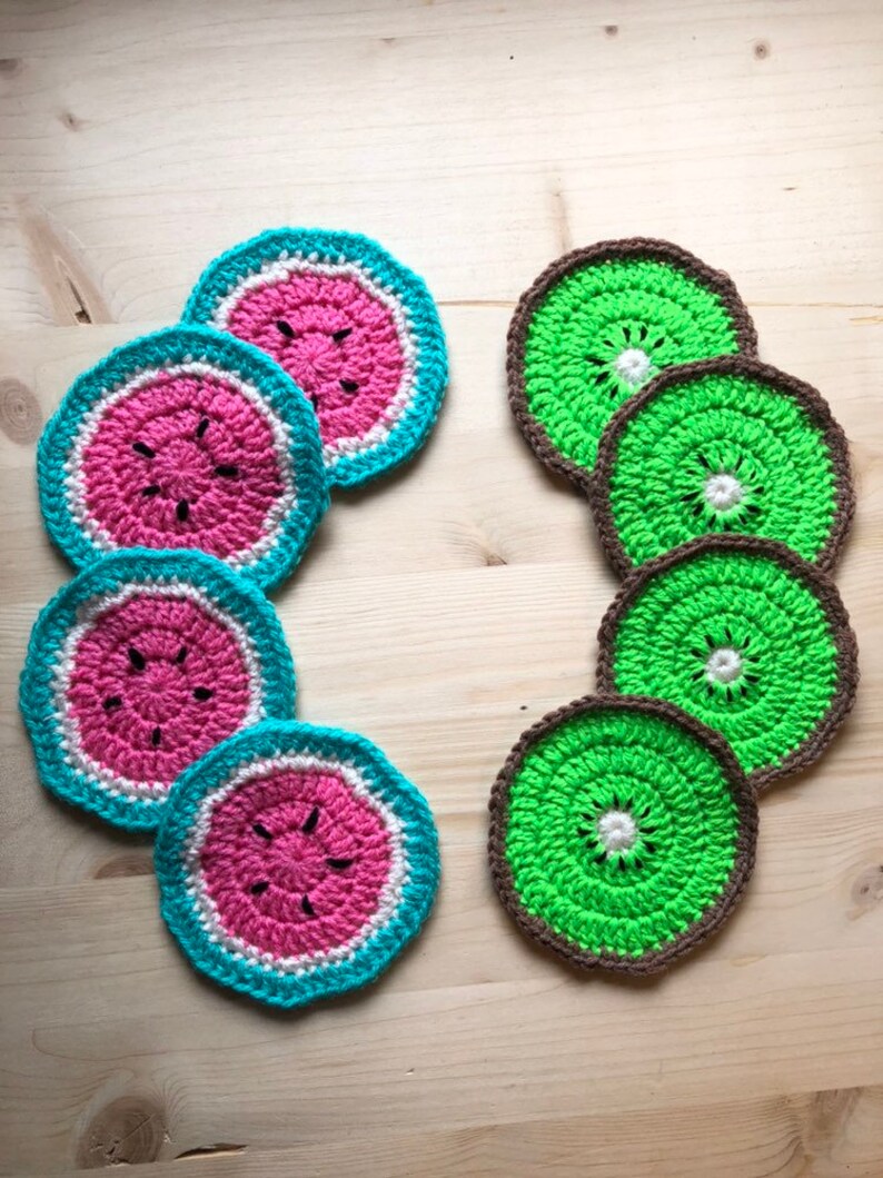 Crochet fruit coasters Etsy