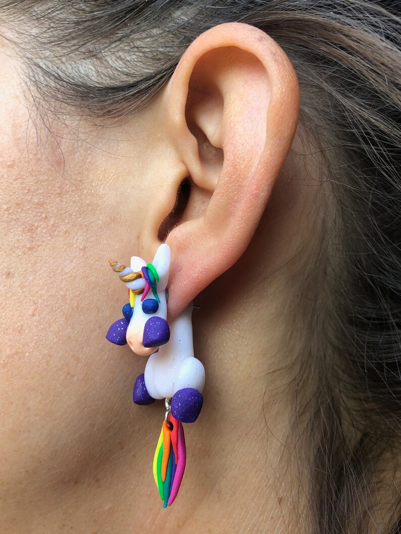 Handmade Polymer Clay Unicorn Earrings Etsy
