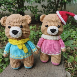 Teddy bear. Couple  doll animal crochet  amigurumi toys stuff handmade kawaii gifts for birthday new year