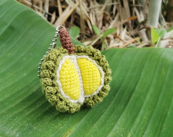 Durian thailand fruit doll crochet keychain yarn handmade key ring soft toy stuff gifts for him for her birthday