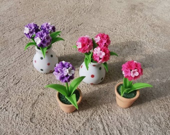 Clay flowers Miniature Potted doll house handmade for gifts and decorate doll house gifts for him gifts for her birthday new years
