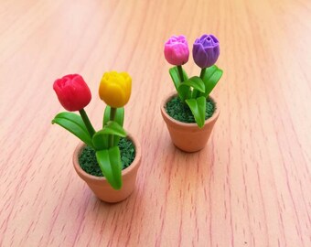 Polymer Clay flowers tulip Miniature Potted handmade gifts and decorate doll house gifts for him gifts for her birthday new years bemycrafts