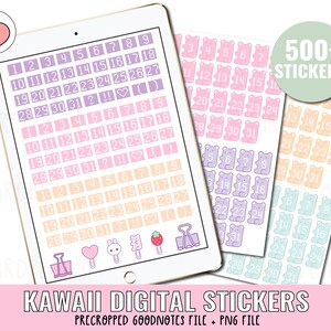 KAWAII DIGITAL STICKERS | Kawaii stickers | digital planner stickers for Goodnotes, Noteshelf... | Precropped Goodnotes file + png file image 4