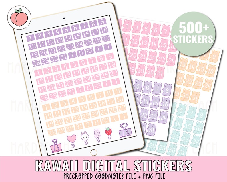 KAWAII DIGITAL STICKERS | Kawaii stickers | digital planner stickers for Goodnotes, Noteshelf... | Precropped Goodnotes file + png file image 4