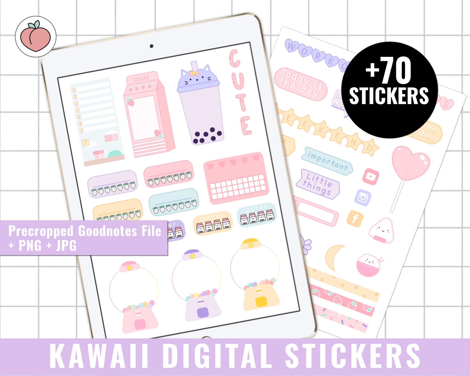 Cute Kawaii Digital Stickers