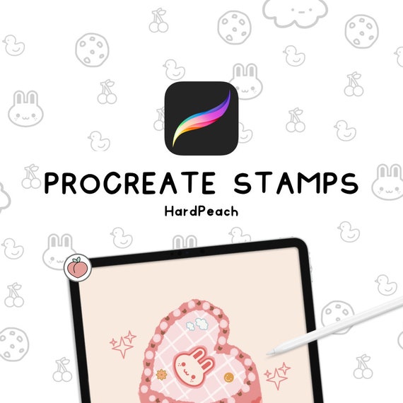 PROCREATE STAMP BRUSHES | 24 Kawaii Stamp Brushes use with Procreate App - Procreate Stamp Brushes