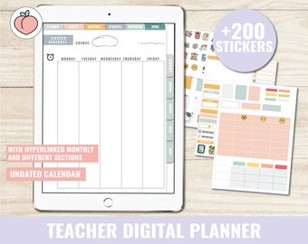 Teacher planner Goodnotes undated | Digital planner stickers for teachers | Goodnotes, Noteshelf or Notability... | Teacher planner undated