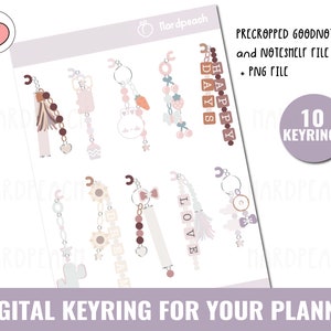 Digital KEYRINGS for digital planner | Goodnotes, Noteshelf, Notability... | Digital planner stickers | Key and Keyring Goodnotes