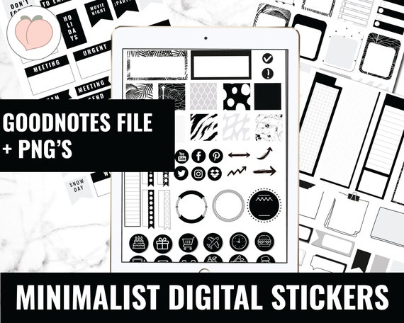 MINIMALIST DIGITAL STICKERS  | Includes Pre-cropped goodnotes file  | Digital planner stickers |  Goodnotes,  zoomnotes... | iPad and iPhone