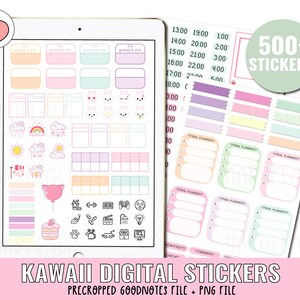 KAWAII DIGITAL STICKERS | Kawaii stickers | digital planner stickers for Goodnotes, Noteshelf... | Precropped Goodnotes file + png file image 3