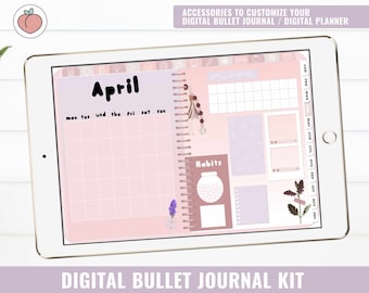 DIGITAL KIT | Customize your digital bullet journal or digital planner | Goodnotes, Noteshelf and other apps | Digital papers, rings, frames