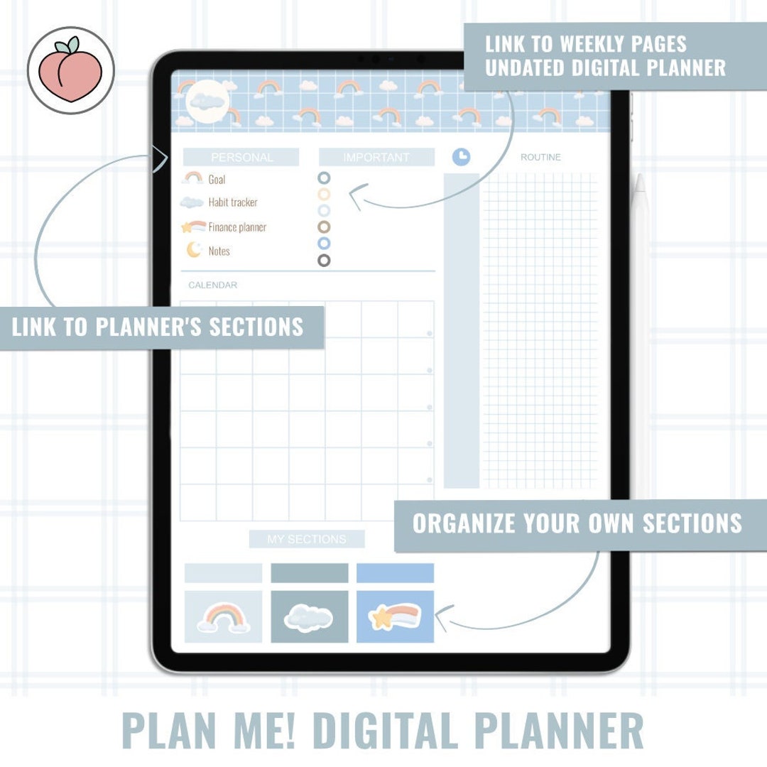 PLAN ME Undated Digital Planner Digital Planner for Goodnotes