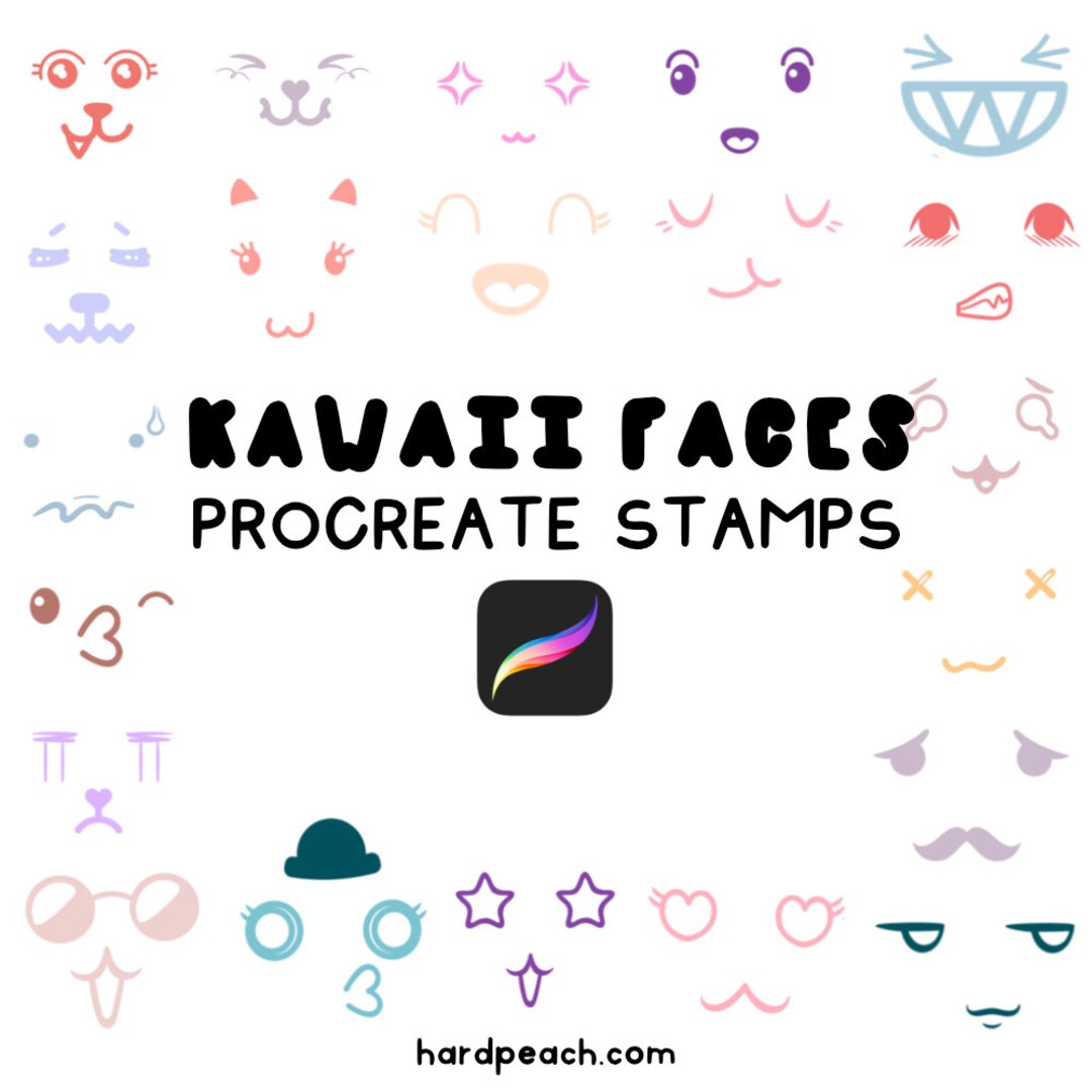 KAWAII FACES - Procreate Stamps, Procreate Brushes, Kawaii Procreate ...