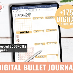 DIGITAL BULLET JOURNAL stickers | Bullet Journal Goodnotes for iPad | Goodnotes, Notability, Noteshelf... and more | Digital stickers