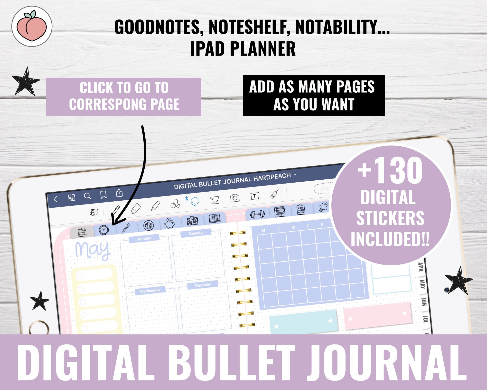 DIGITAL BULLET JOURNAL | Bullet Journal Goodnotes for iPad | Digital ...