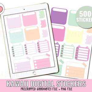 KAWAII DIGITAL STICKERS | Kawaii stickers | digital planner stickers for Goodnotes, Noteshelf... | Precropped Goodnotes file + png file image 2
