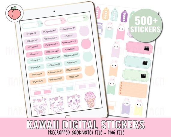 KAWAII DIGITAL STICKERS Kawaii Stickers Digital Planner - Etsy