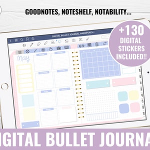 DIGITAL BULLET JOURNAL | Bullet Journal Goodnotes for iPad | digital planner stickers included: precropped goodnotes file + png